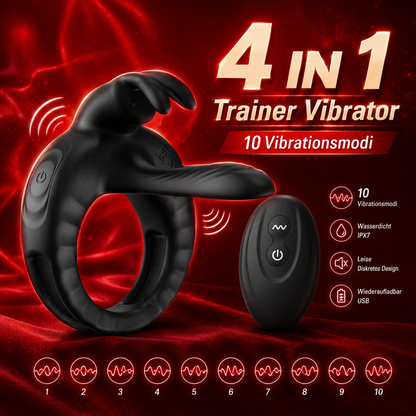 4 IN 1 Penistrainer Cock Ring Vibrator Sextoysets mit 10 Vibrationsmodi