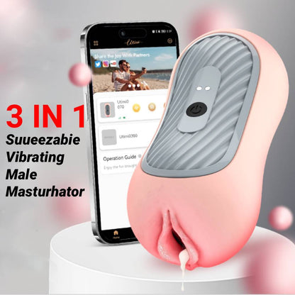 Zusammendrückbarer Taschenpussy Stroker Blowjob Masturbator mit 8 Vibrations & Saugmodi