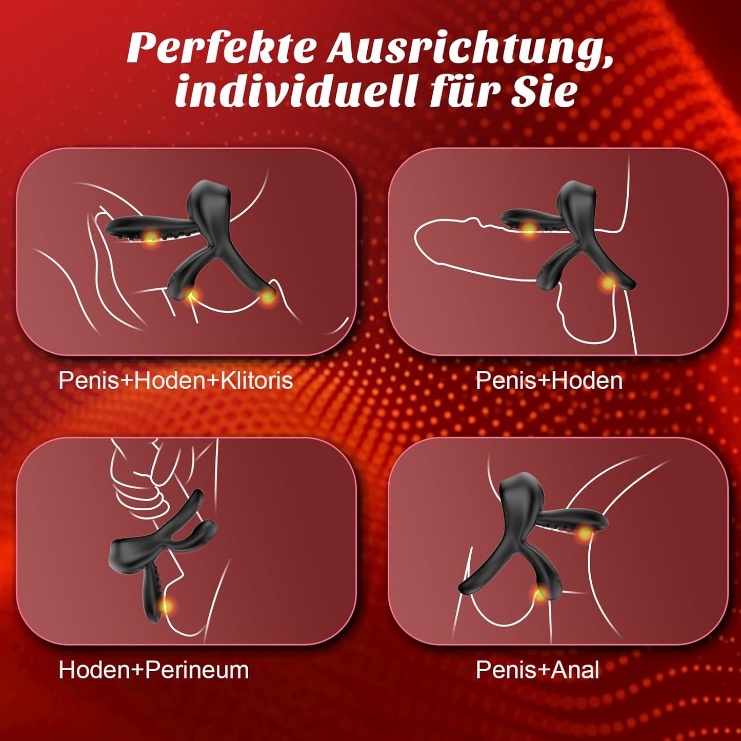 360° Verstellbarem Penisring Vibrator Tongue Klitorisstimulator mit 9 Kraftvolle Modi