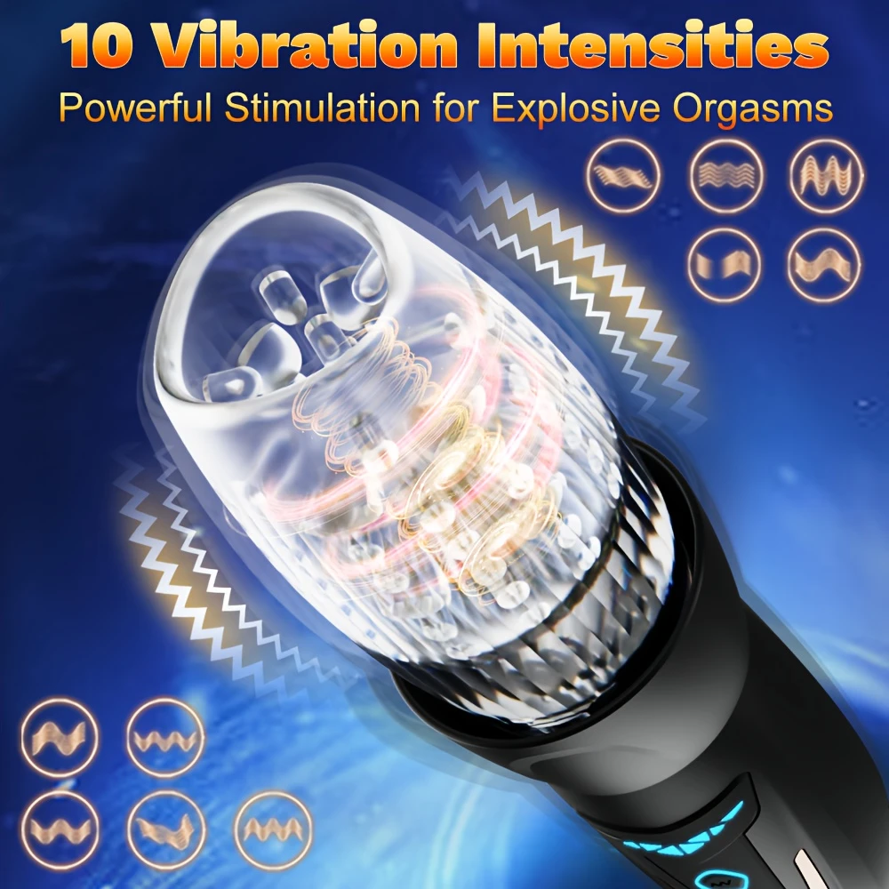 3 IN 1 Automatischer Masturbator  mit 10 Vibrationen 8 Stoß & Drehmustern