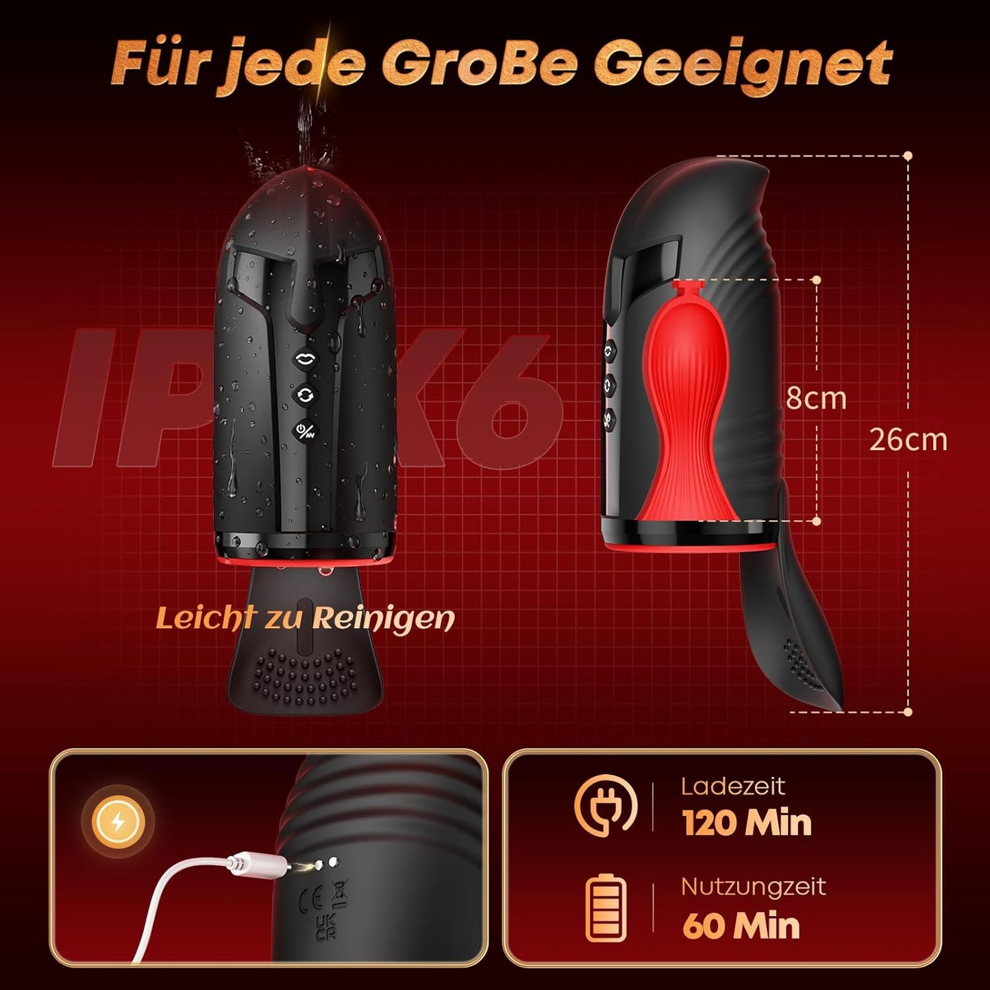 360° Spin Eicheltrainer Penisvibrator Masturbator mit 10 Saug und Vibrationsmodi