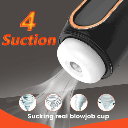 3 IN 1 Elektrischer Masturbatoren Stroker mit 10 Vibrations + 10 Stoßmodi + 4 Saugmodi