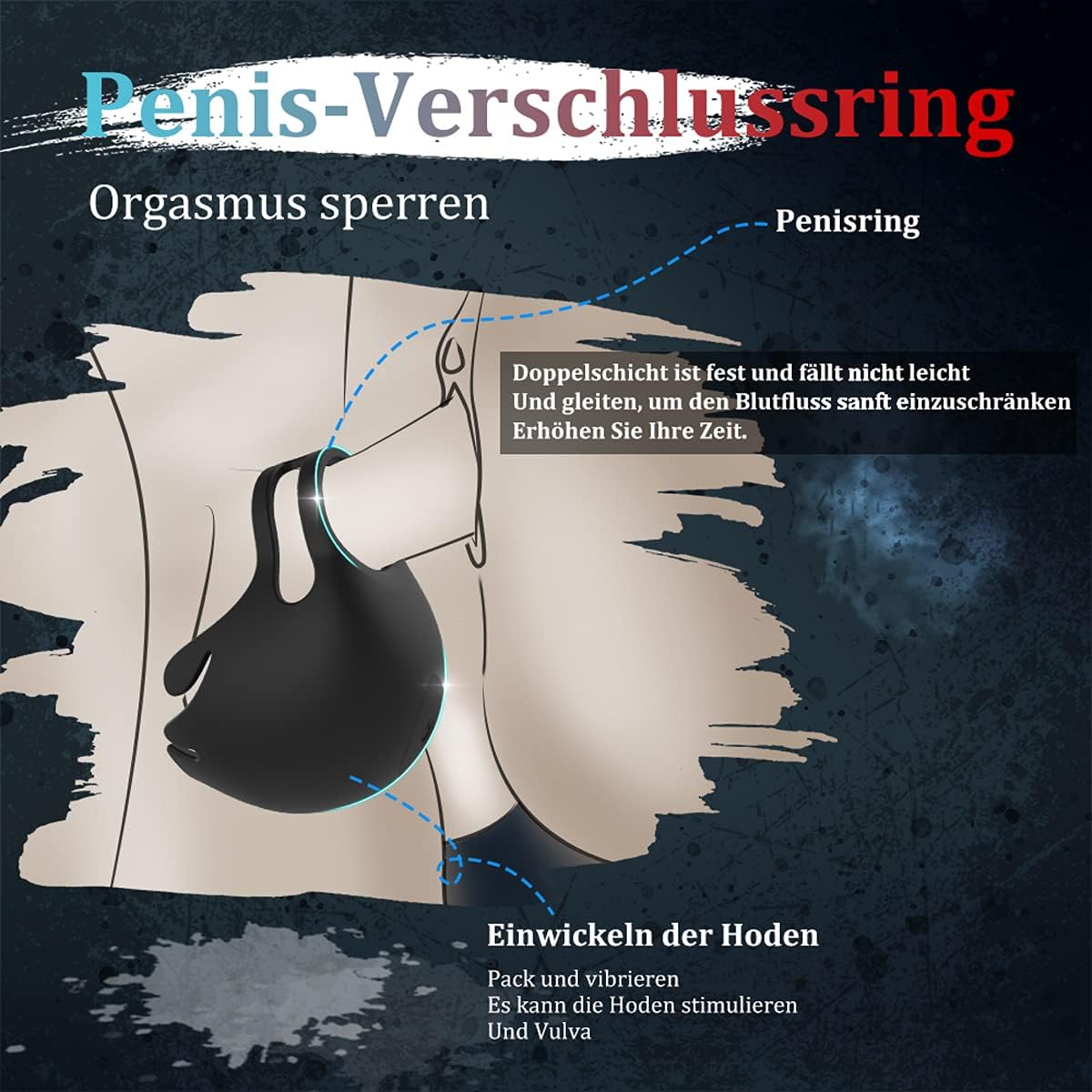 Doppeltem Hoden Vibrator Stimulator Penistrainer mit 9 Vibrationsmodi