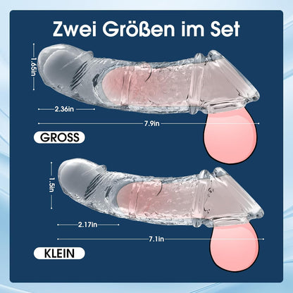 2er-Set Vibrierende Penishülle Penisverlängerung Cockring mit 10 Vibrationsmodi