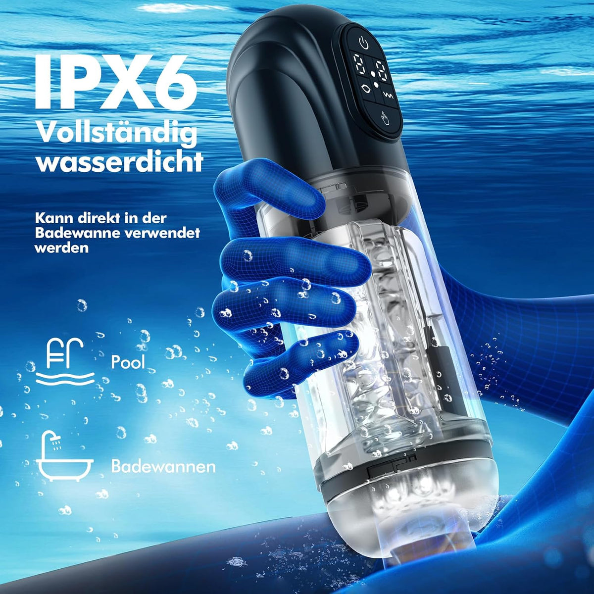 Automatischer Masturbator Blowjob-Stroker Penisstimulator mit 10 Vibrations & Saugmodi