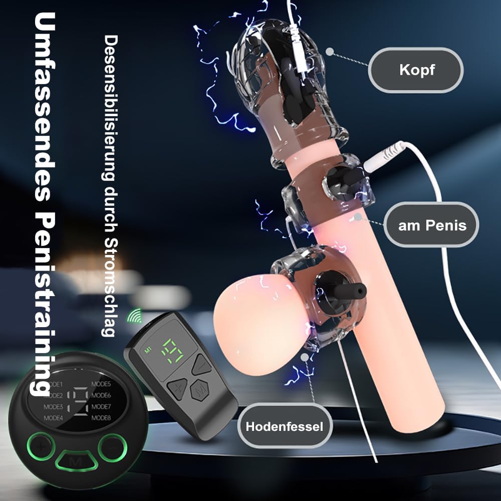 Elektro Shock Eichel Penistrainer Stimulator mit 8 Frequenzströme und 19 Intensitätsstufen