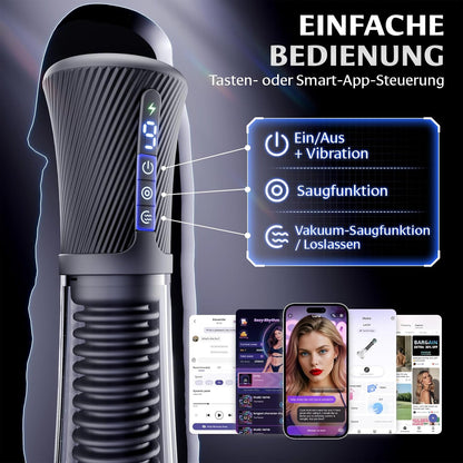 3 in 1 Elektrische Penispumpe Masturbatoren mit 9 Vibrationsintensitäten & 5 Saugmodi
