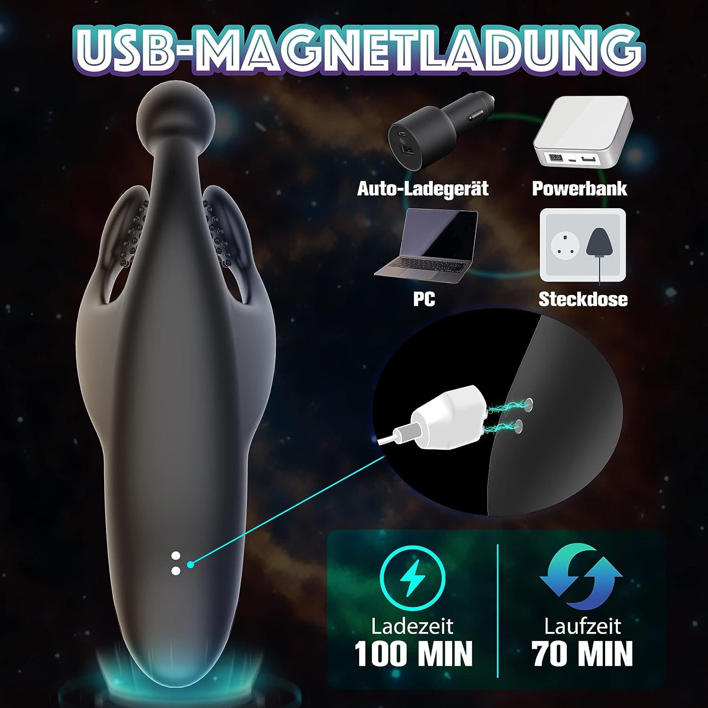 Masturbator Masturbieren Eichel Vibration Stimulator mit 10 Slaps- und Vibrationsmodi