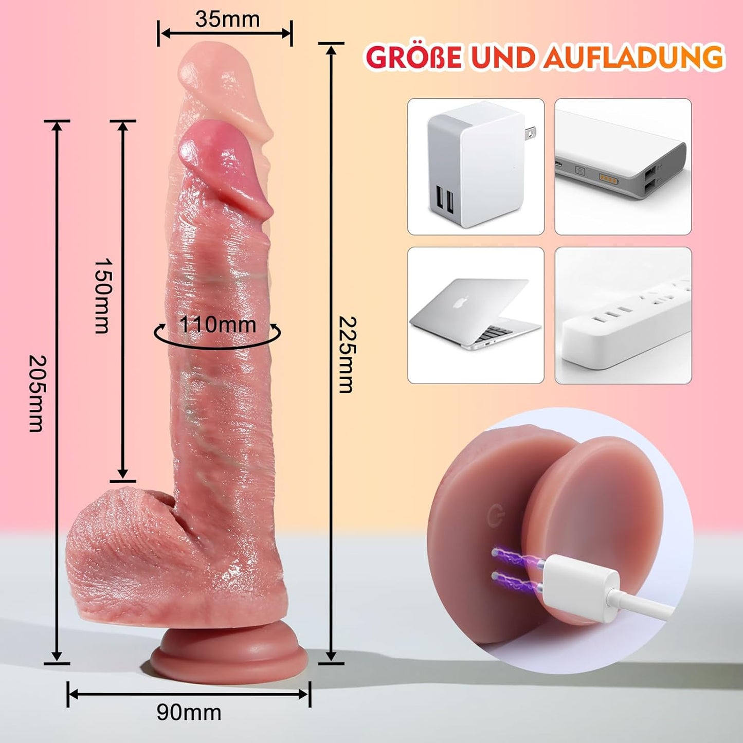 3 IN 1 Realistischer Dildo mit 7 Stoß- und Vibrationsmodi