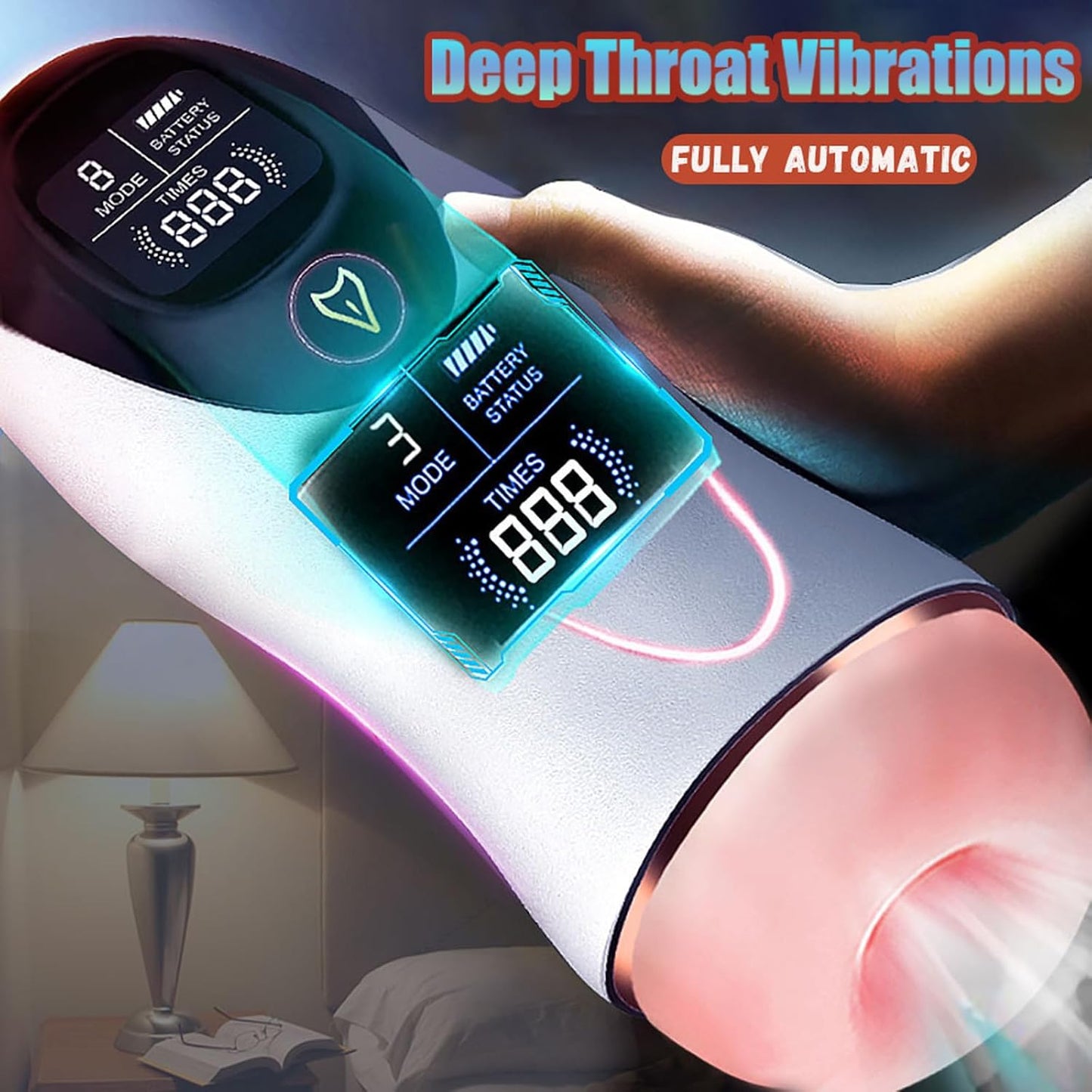 LCD Display Intelligente Elektrischer Masturbator Cup Blowjob mit 8 Vibrationsmodi