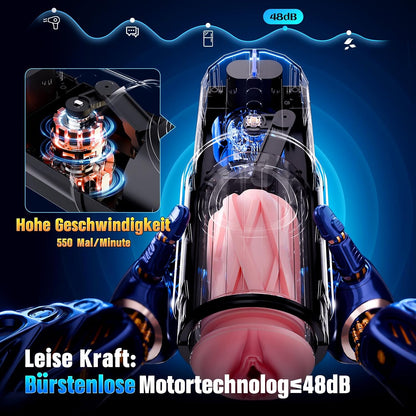 KI-Interaktion 360° Schnellheiz Masturbatoren Penis Stroker Blowjob mit 5 Stufiges schnelles