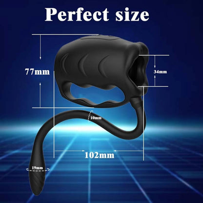 3 IN 1 Penistrainer Vibrator Stroker Masturbatoren mit 10 Vibrationsmodi & Anal Plug