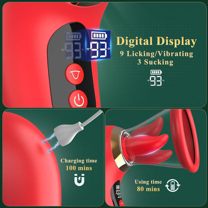 5 IN 1 Rosenvibrator G-Punkt Stimulator mit 3 Saug 9 Vibrations und Leckmodi