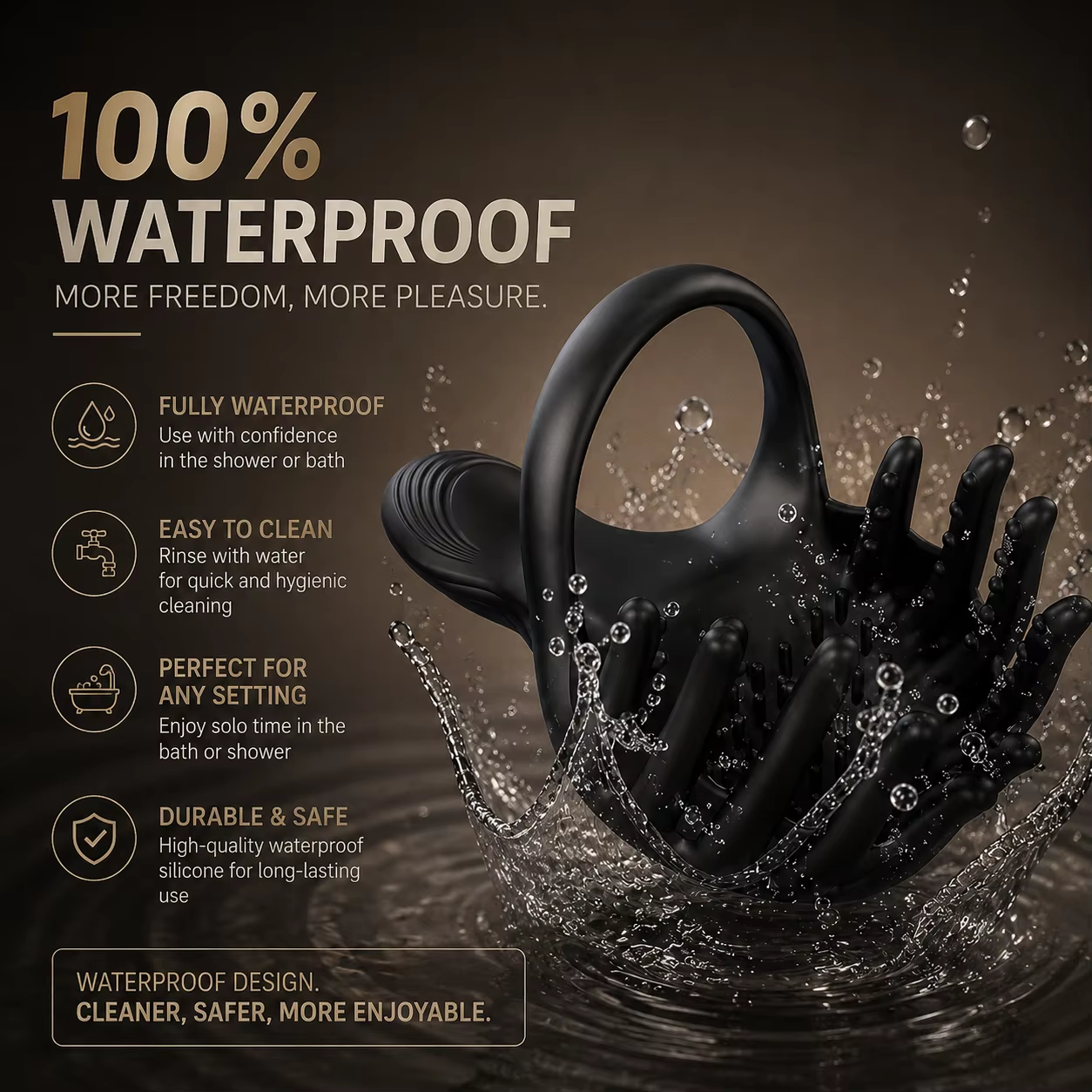 Tragbarer Hoden Dammmassagegerät Penistrainer Vibrator Cockring mit 10 Vibrationsmodi