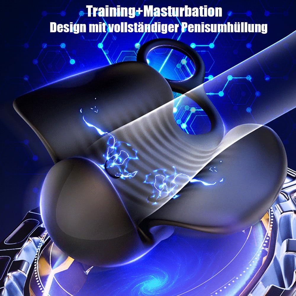 E-stim Penistrainer Eichel Massage Stimulator mit 5 Elektroschock & 10 Vibrationsmodi