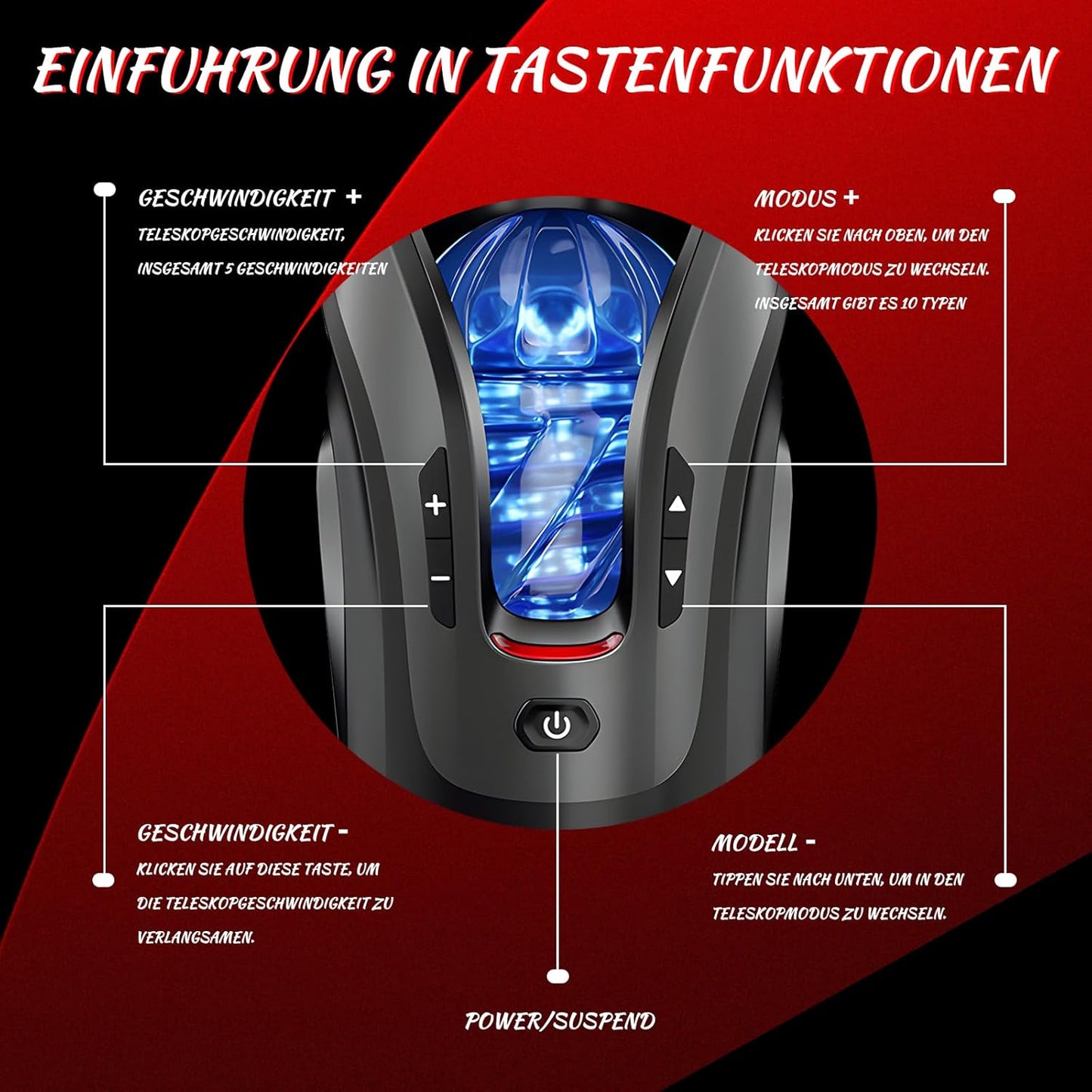 Cannon King Mini Elektrischer Masturbator Cup mit 10 Stoßmodi mit 10 Geschwindigkeitsstufen