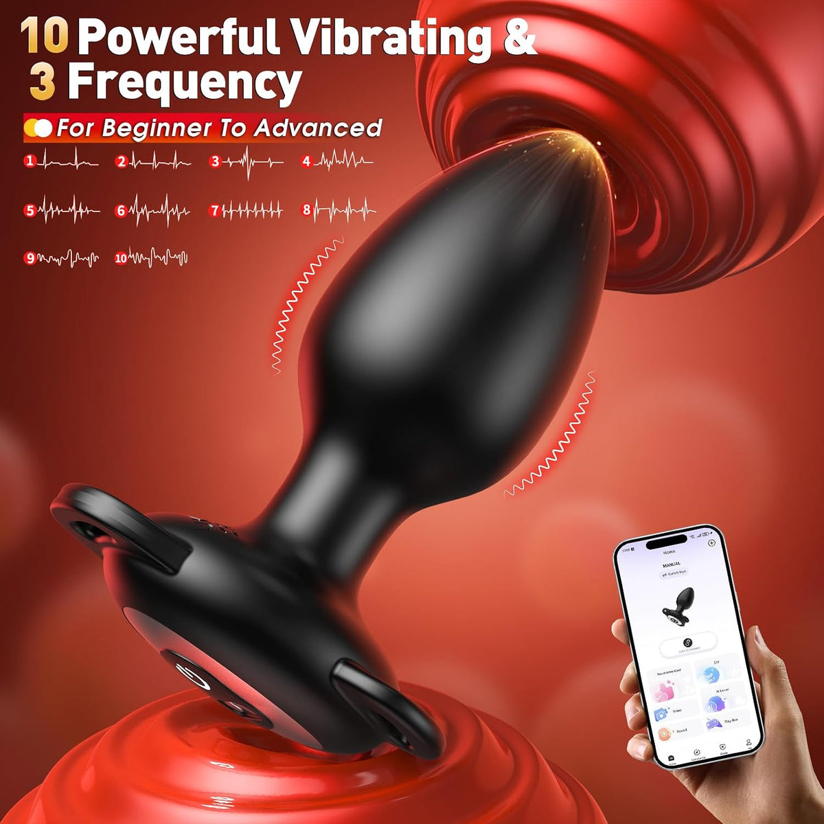 Tragbarer Prostatamassager Vibrator Analplug Stimulator mit 10 Vibrationsmodi