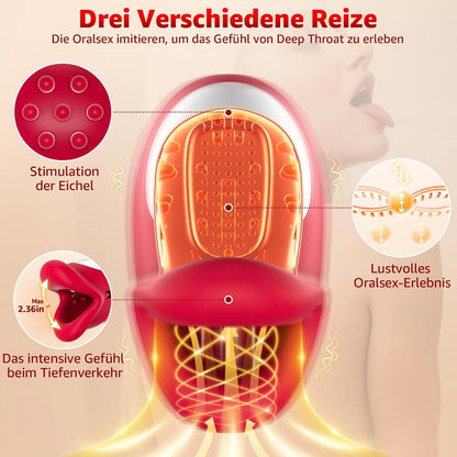 360° Blowjob Stroker Penistrainer Vibrator Masturbatoren mit 10 Wellen & Vibrationsmodi