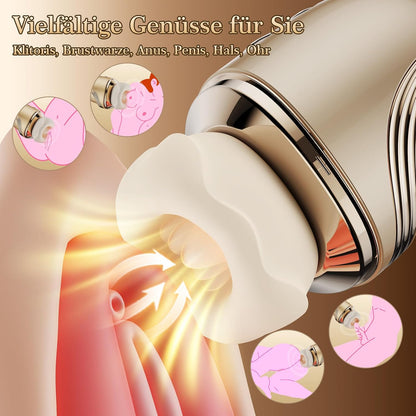 42°C Heizfunktion Klitoris Vibrator mit 10 Zungenlecken 10 Vibrationsmodi 3 Saugmodi