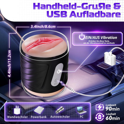 3 IN 1 Realistischer Elektrischer Masturbator Penistrainer mit 10 Leistungsstarke Vibrationen