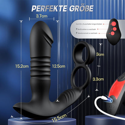 3 in1 Penisring Analvibratoren Prostata Stimulation mit 7 Stoßfunktion 7 Vibrationsmodi