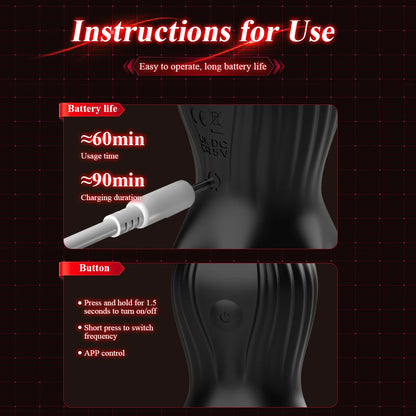 Eicheltrainer Penis Massagegerät Harnröhren Stimulator mit 10 Vibrationsmodi