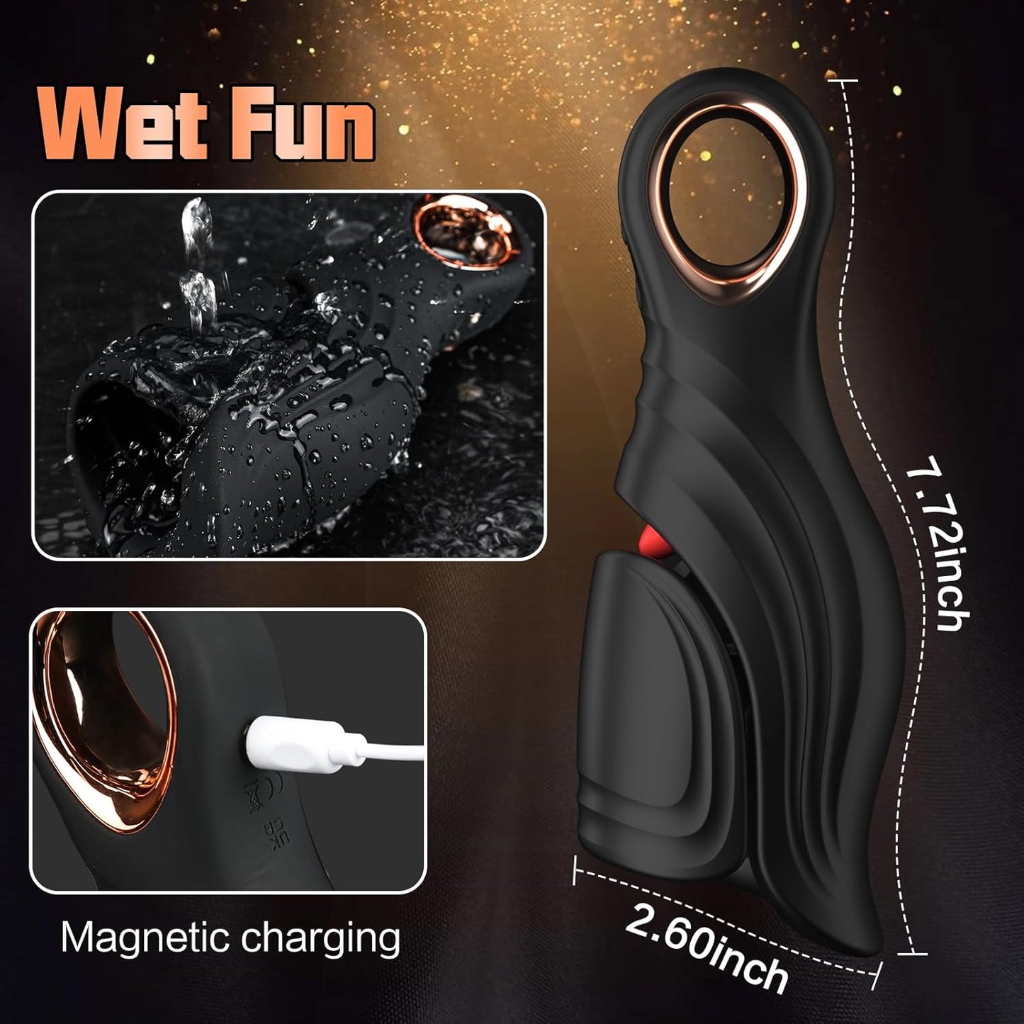 Elektrischer Penistrainer Eichelstimulator mit 10 Zungenleckmodi & Vibrationsmodi