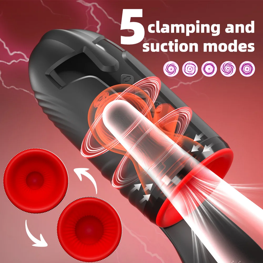 360° Spin Eicheltrainer Penisvibrator Masturbator mit 10 Saug und Vibrationsmodi