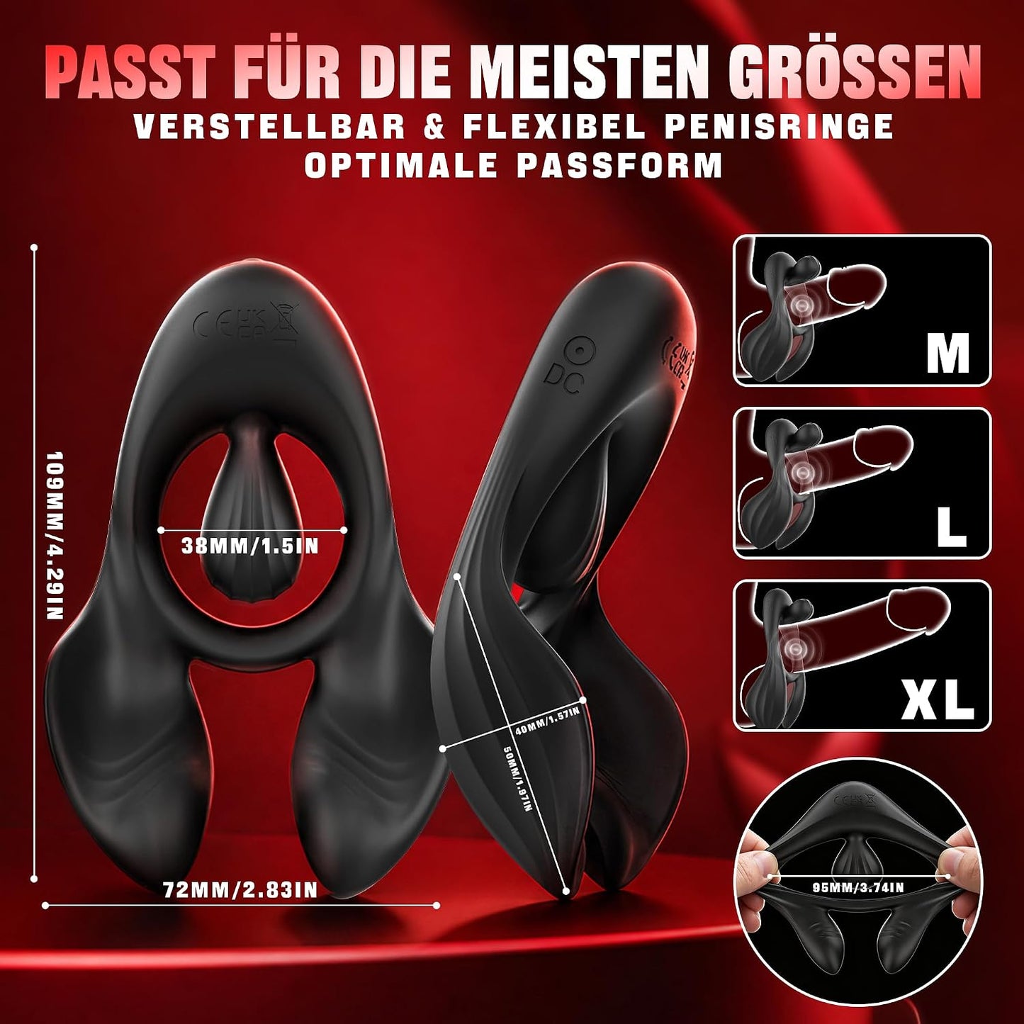 Doppelter Hodenvibrator Penis Trainer Stimulator mit 3 Motoren und 10 Vibrationen