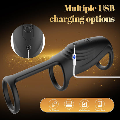 Elektrische Penisringe Masturbieren Massagegerät Penishülle mit 10 Vibrationsmodi