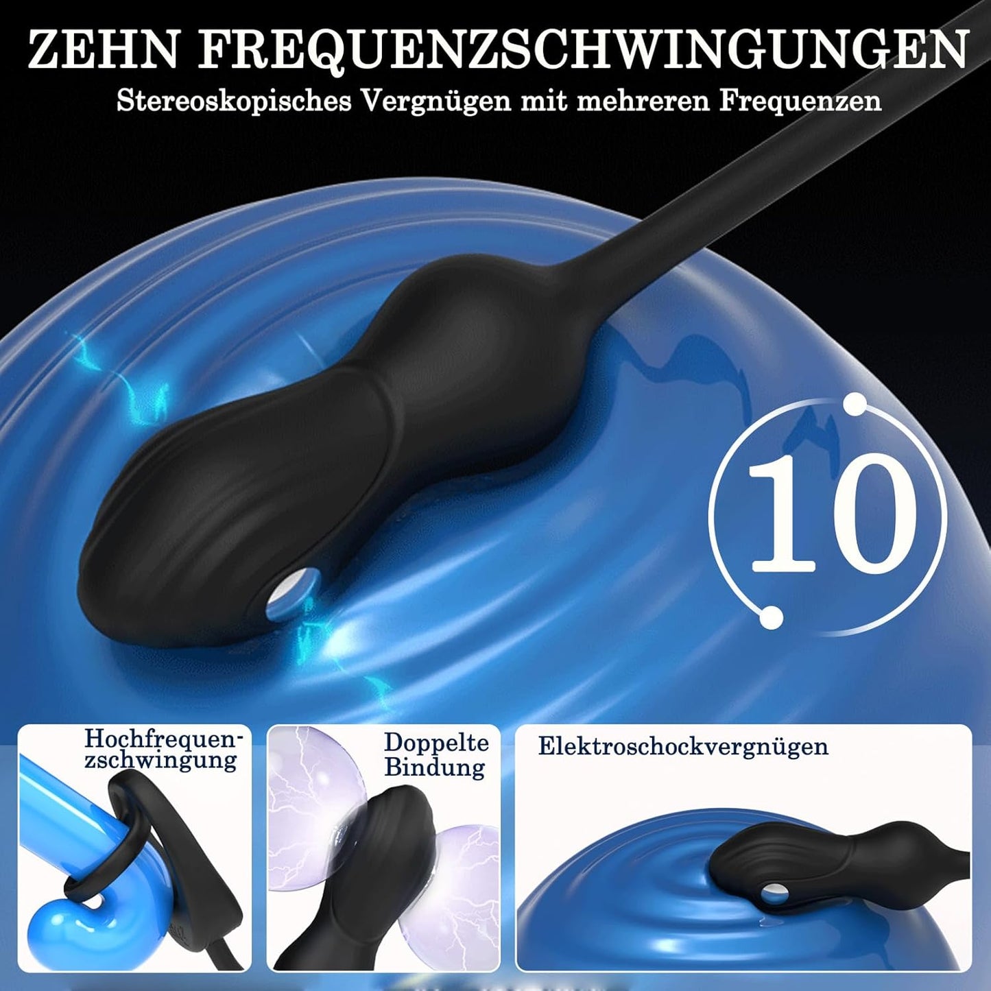 3 IN 1 Elektroshock Analvibrator Prostata Stimulation mit 10 Vibrations & 3 Elektroschockmodi