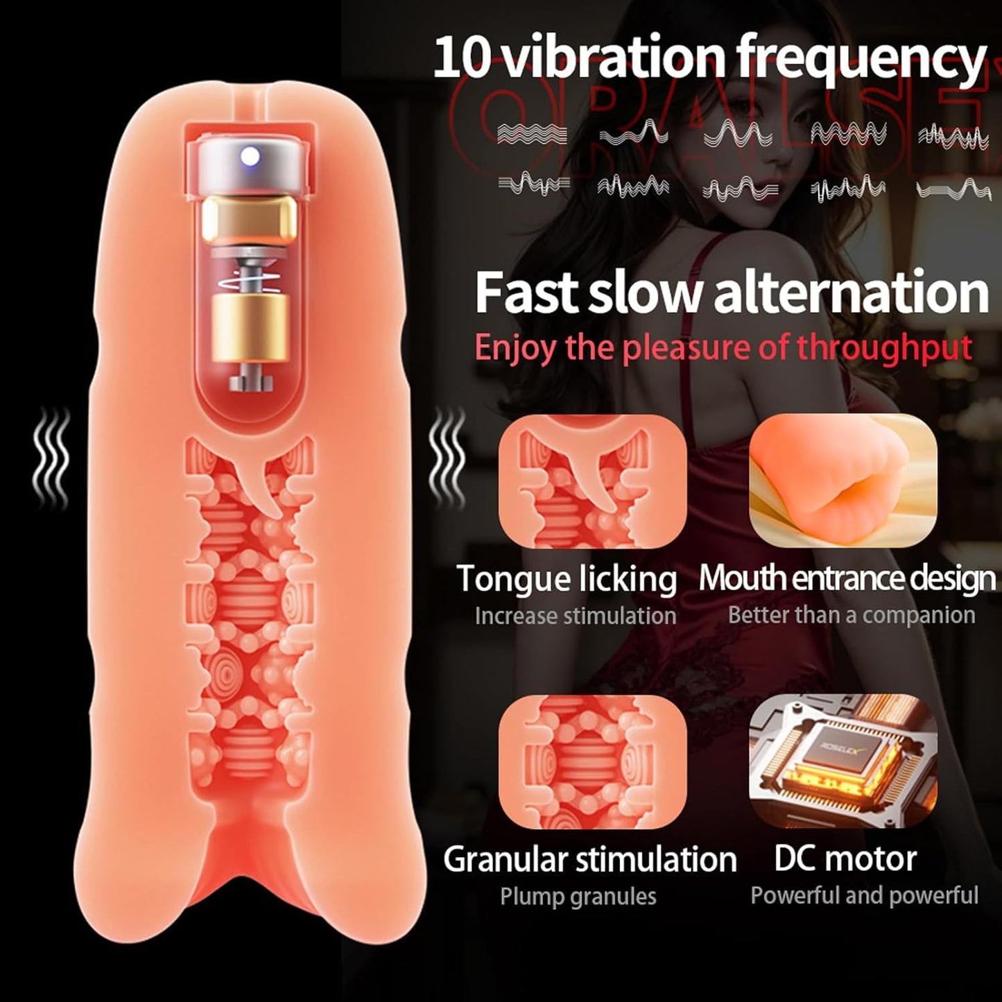 3D Realistischer Oralsex Automatische Masturbatoren mit 10 Vibrationsmodi