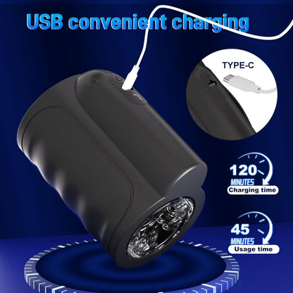 Elektrische Penistrainer Eichel Stimulator Masturbatoren mit 7 Teleskopische & Rotationsmodi