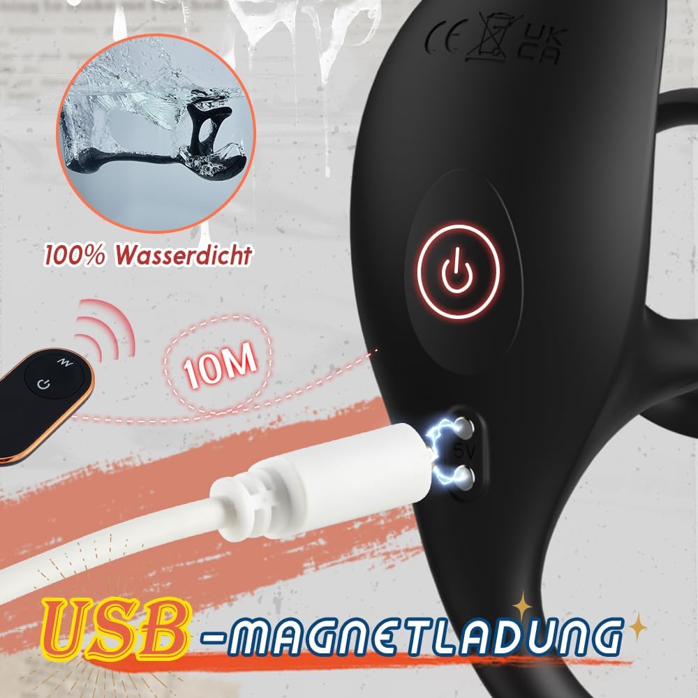 Anale plug bolvormige vibratiestimulator met cockringen 
