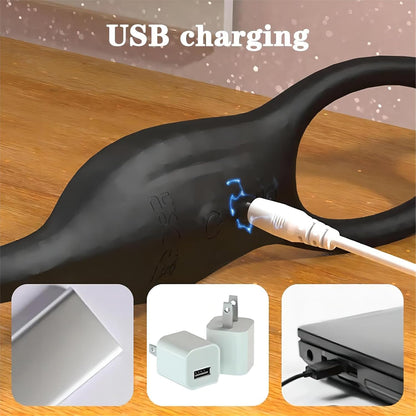 Analvibratoren Prostata Stimulation Penisring mit 10 Vibrationsmodi & 3 Teleskopmodi