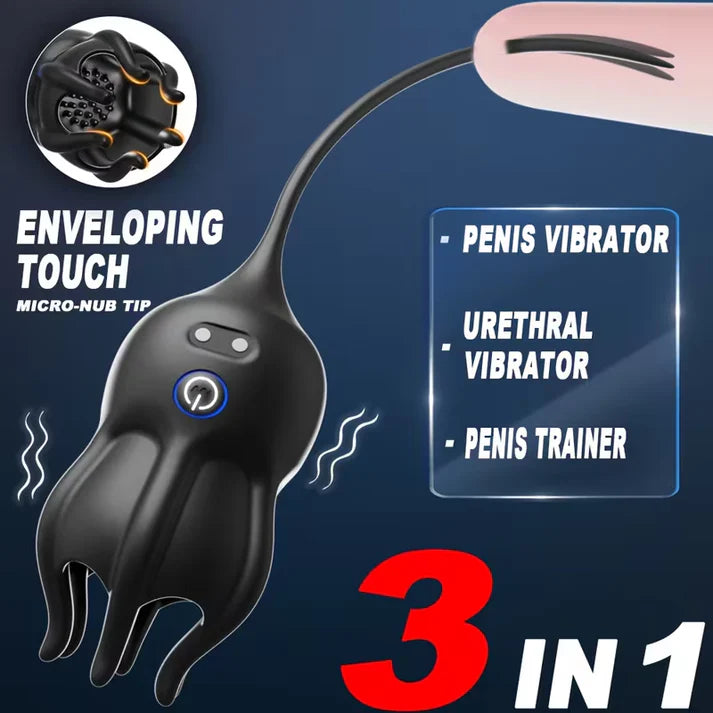 Elektrischer Penistrainer Vibrator Eichelstimulator mit Harnröhrensound & 10 Vibrationsmodi