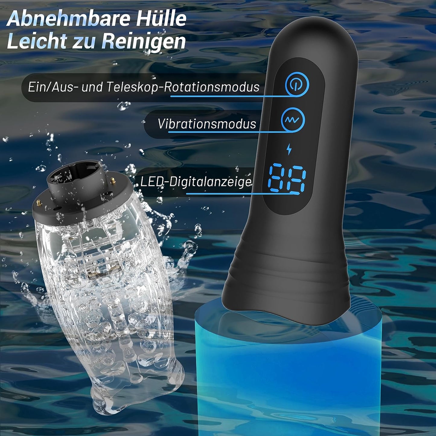 Masturbator Masturbieren Elektrisch mit 9 Vibrations- Rotations- und Teleskopmodi