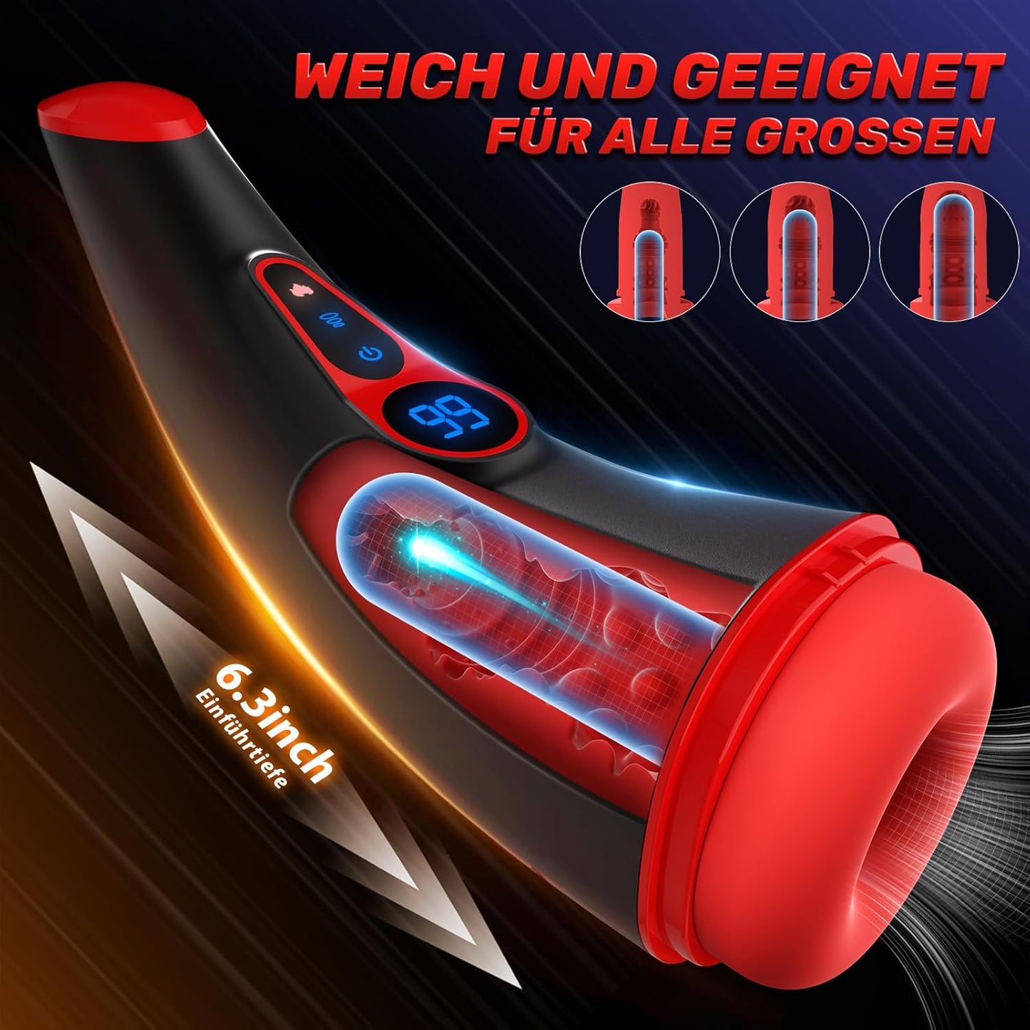 LCD Display Elektrischer Masturbator Penis Stroker mit 9 Saugmodus und Vibrationsmodi