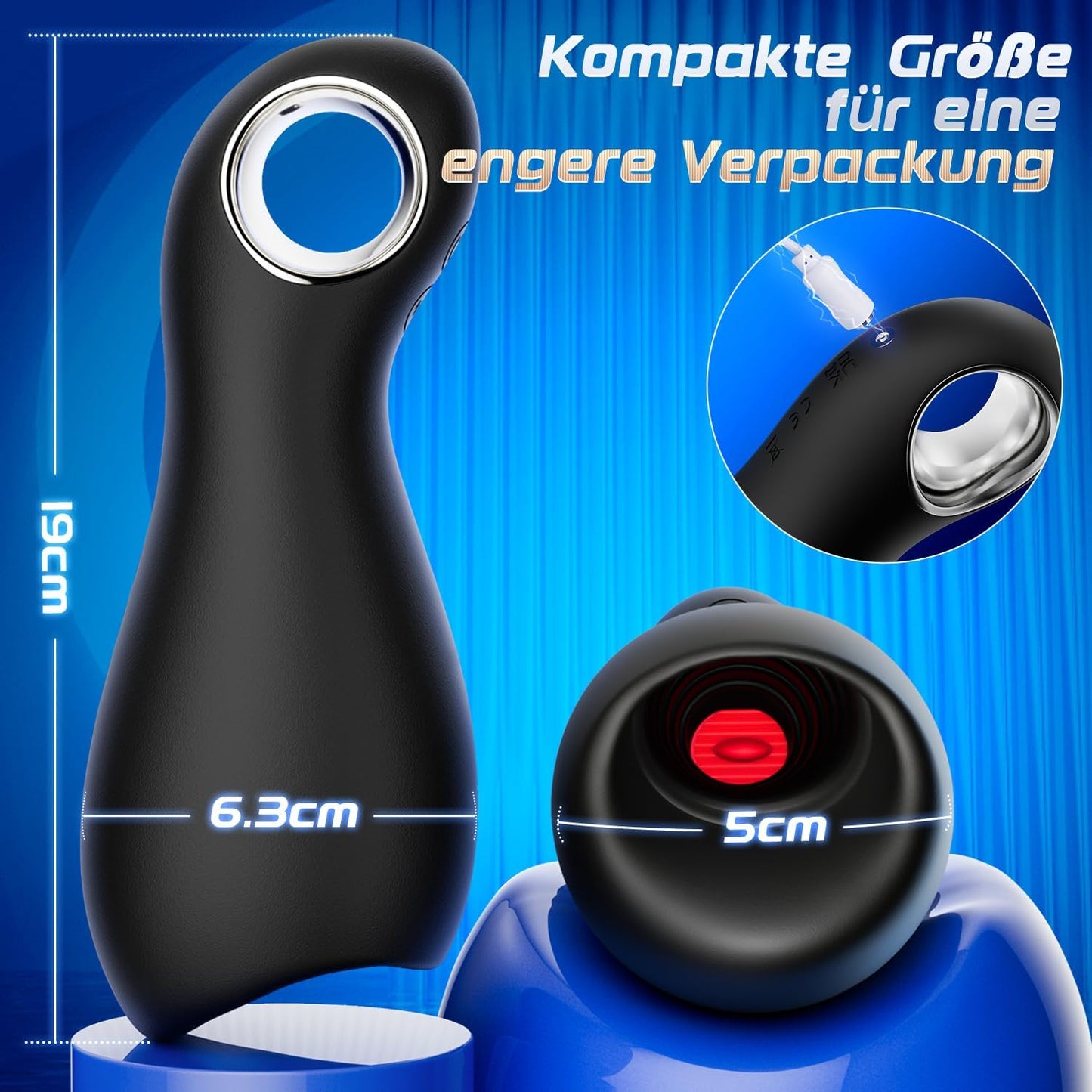 3 IN1 Penis Vibrator Electric Masturbating with 5 Tongue Licking Modes Hollow Ring &amp; 10 Vibration Modes 