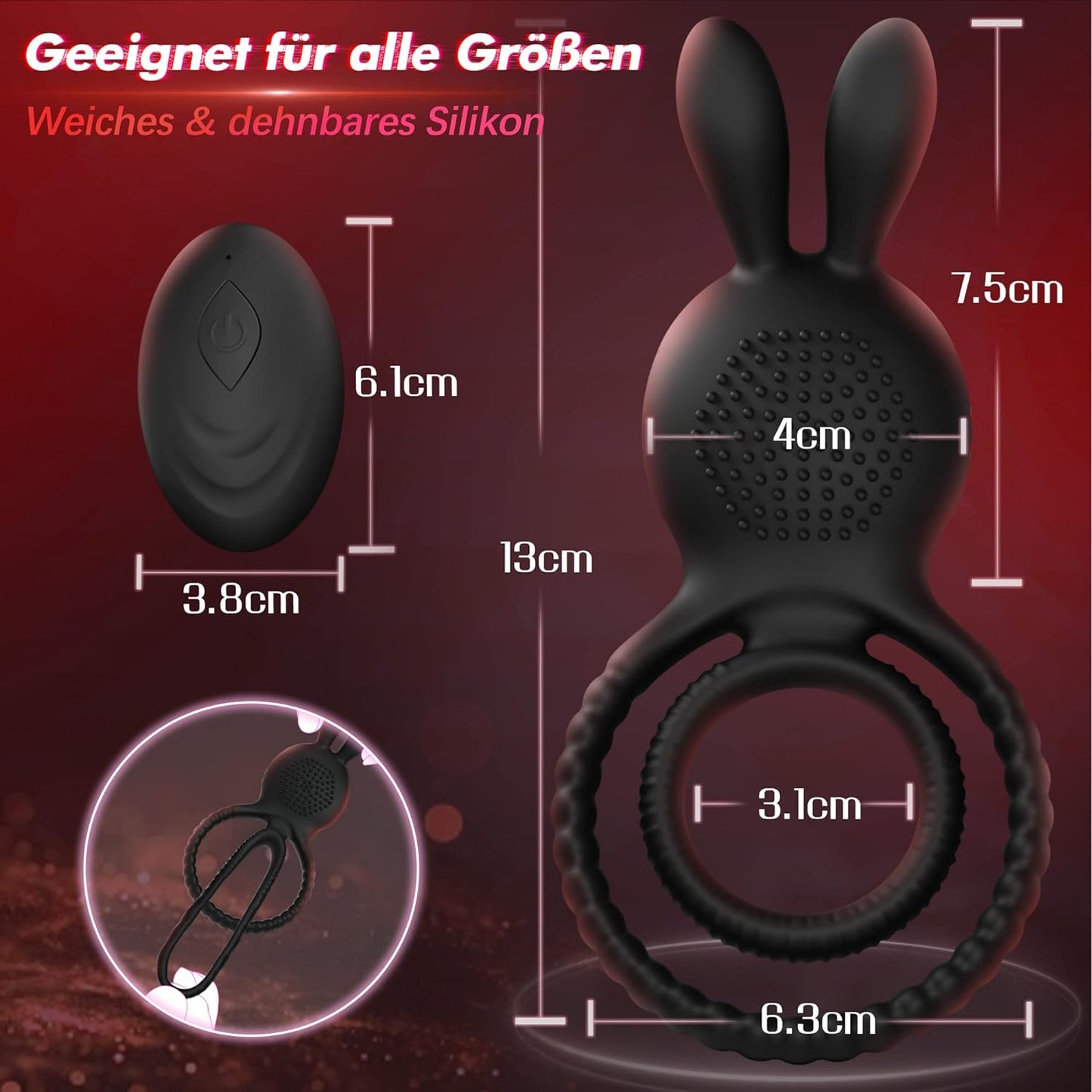 Rabbit Penisring Cockring Vibrator Sex Spielzeug mit 10 Vibrationsmodi