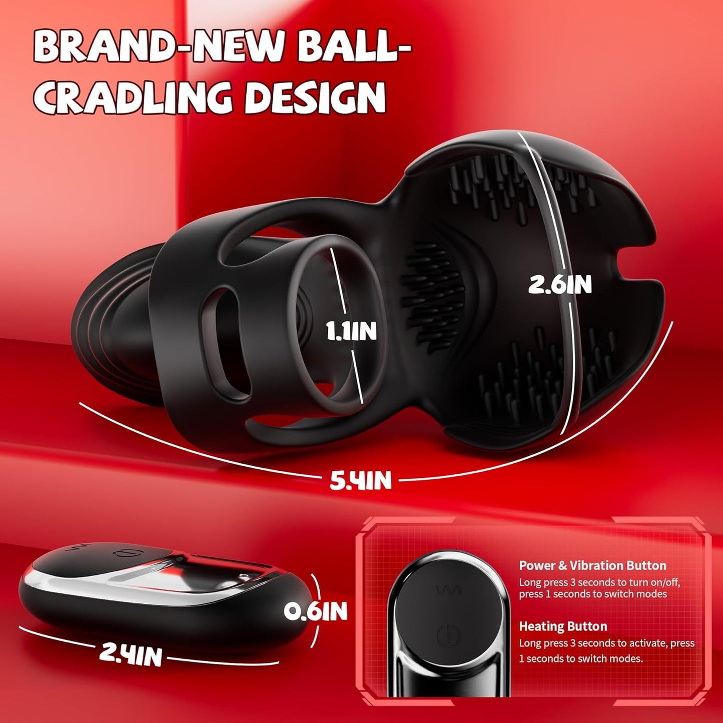 360° Hoden Vollabdeckungsstimulator Penistrainer Cock Ring mit 9 Vibrations & Heizmodi