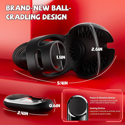 360° Hoden Vollabdeckungsstimulator Penistrainer Cock Ring mit 9 Vibrations & Heizmodi