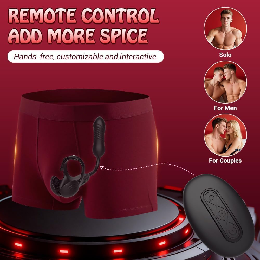 3 IN 1 Prostata Stimulation Cockring Hodenvibrator Anal Toy mit 10 Stoßfunktion & Vibrationen