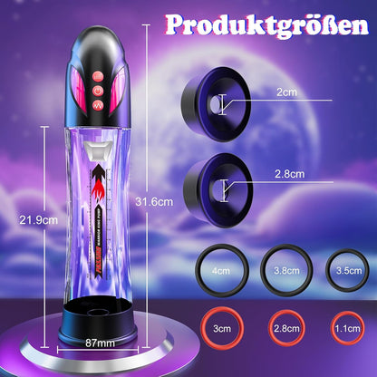 2 IN 1 Elektrische Penispumpe Masturbieren mit 4 Saugenmodi & 4 Druckmodi