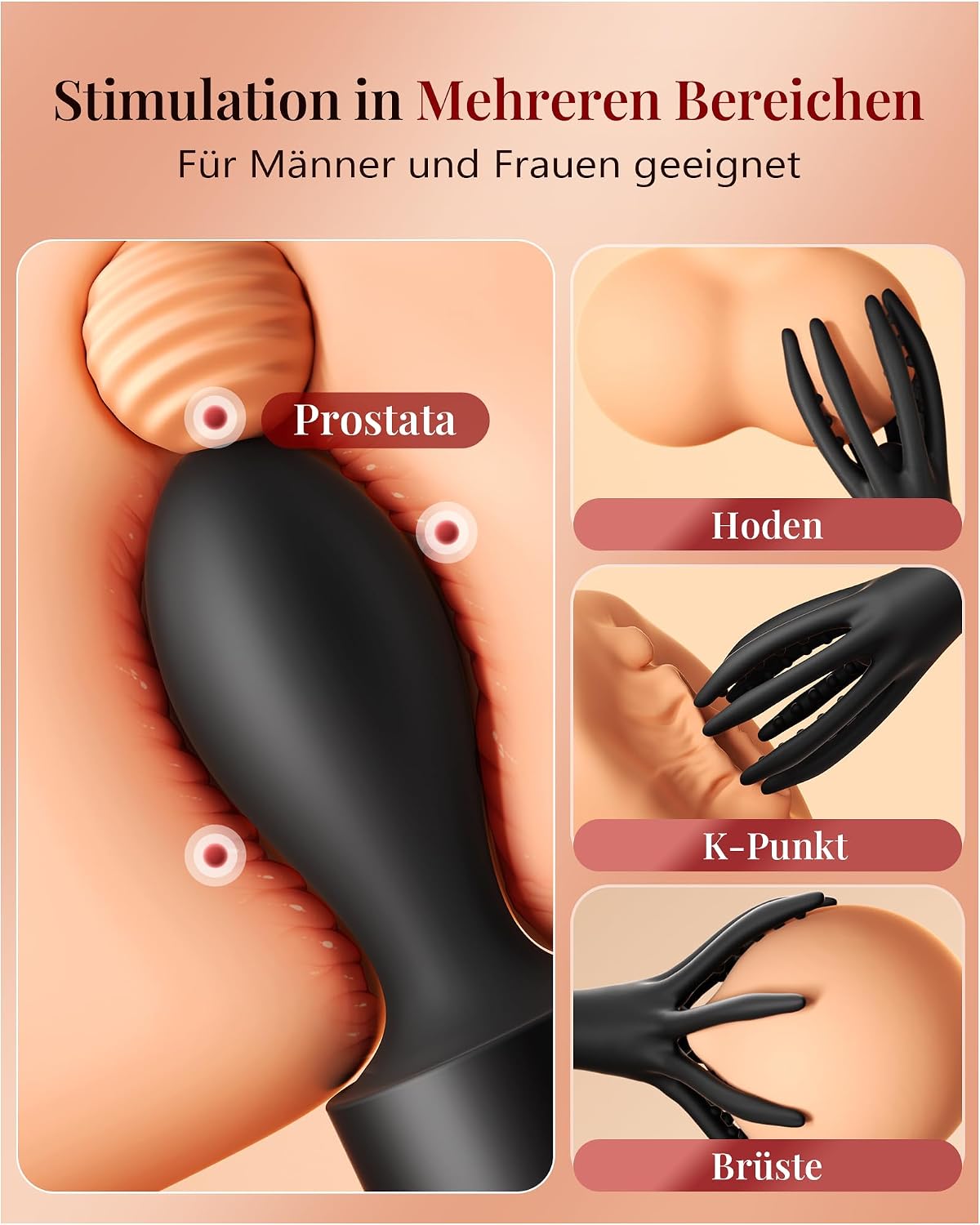 2 IN 1 Penis Trainer Vibratorensets Abnehmbarem Analplug mit 10 Vibrationsmodi