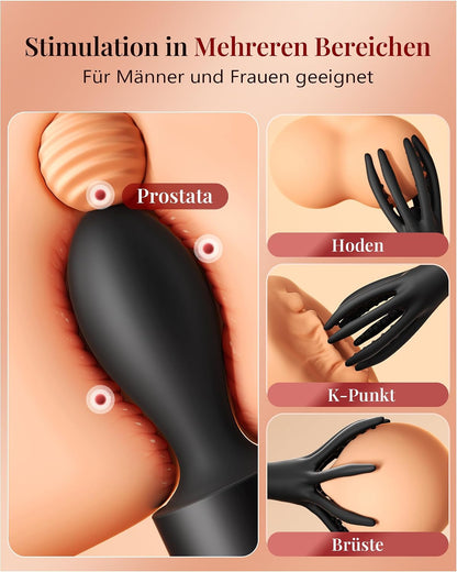 2 IN 1 Penis Trainer Vibratorensets Abnehmbarem Analplug mit 10 Vibrationsmodi