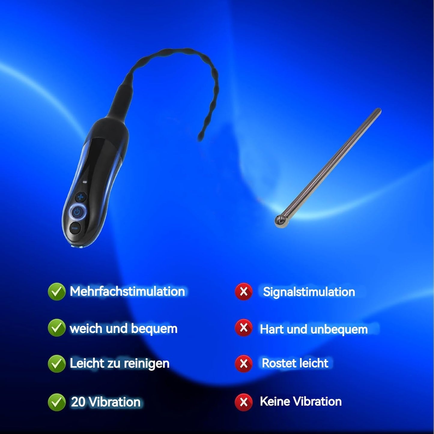 Harnröhren Dilatatoren Penis Plug Trainer Vibrator Eichel Stimulator mit 20 Modi