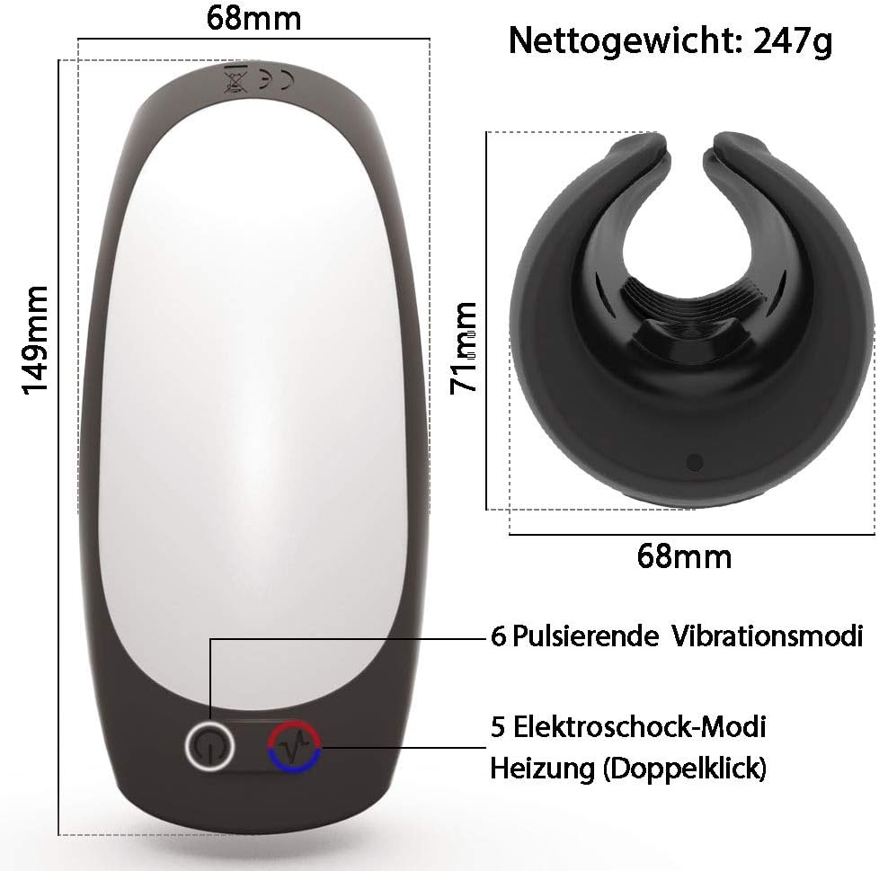 Elektrische Penis Trainer Vibratoren mit Pulsierendevibration & Elektrostimulation & Heizfunktion zum