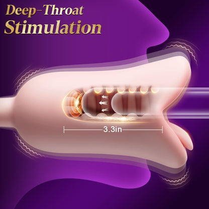 3 IN 1 Oralmasturbator Penistrainer Blowjob Stroker Eichelstimulator mit 10 Schwingungsmodi