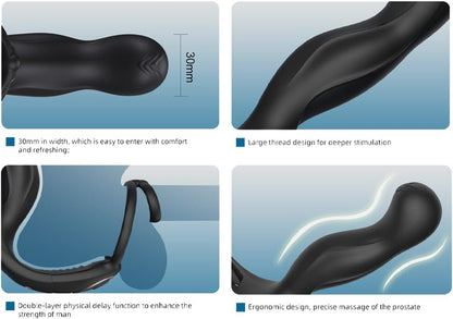 E-stim Anal Vibrator Penisringe Set mit 3 Elektroschock und 7 Vibrationsmodus